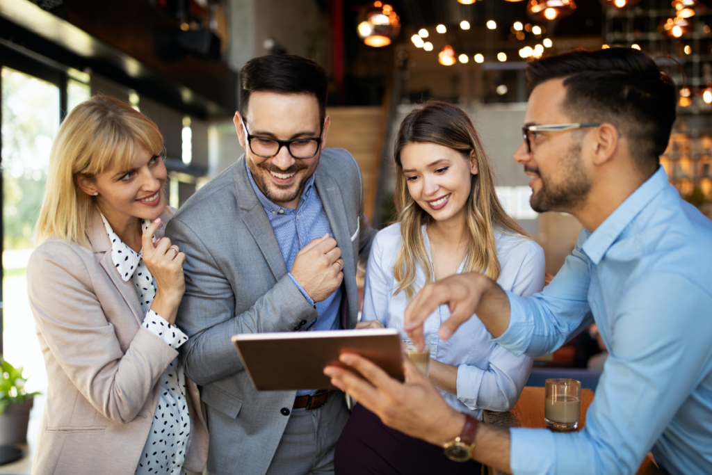 happy employees in office